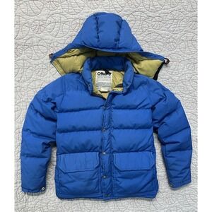 VTG 80s Camp 7 Boulder Goose Down Blue Winter Puffer Jacket Colorado USA Mens XS